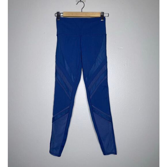 Alo Yoga Epic High Rise Sheer/Mesh Cut Out Leggings Cobalt Blue Size Small - Picture 2 of 6